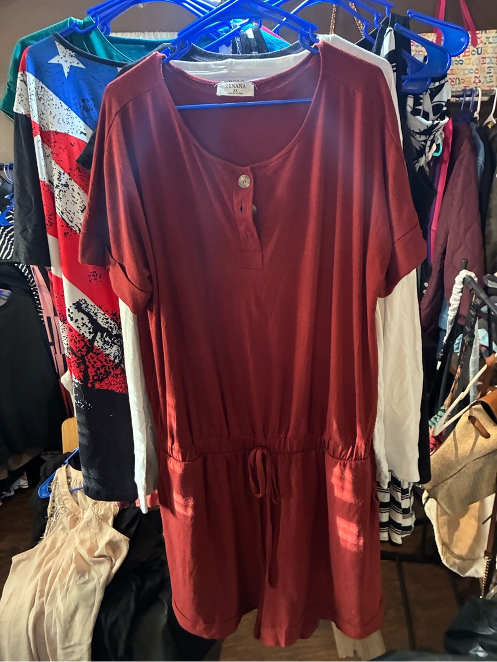 Forever 21 Rust Short Sleeve Drawstring Romper